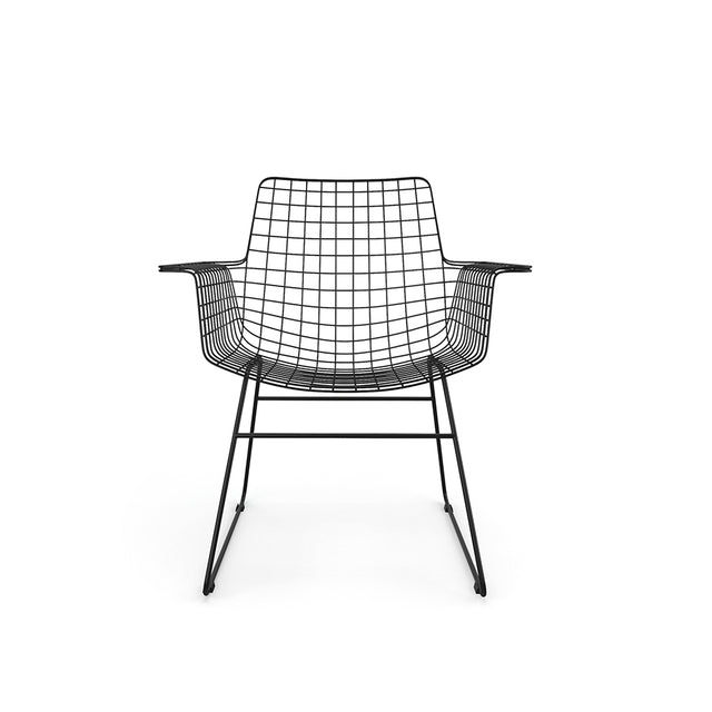 Stuhl Metall Wire mit Armlehnen schwarz - HK Living