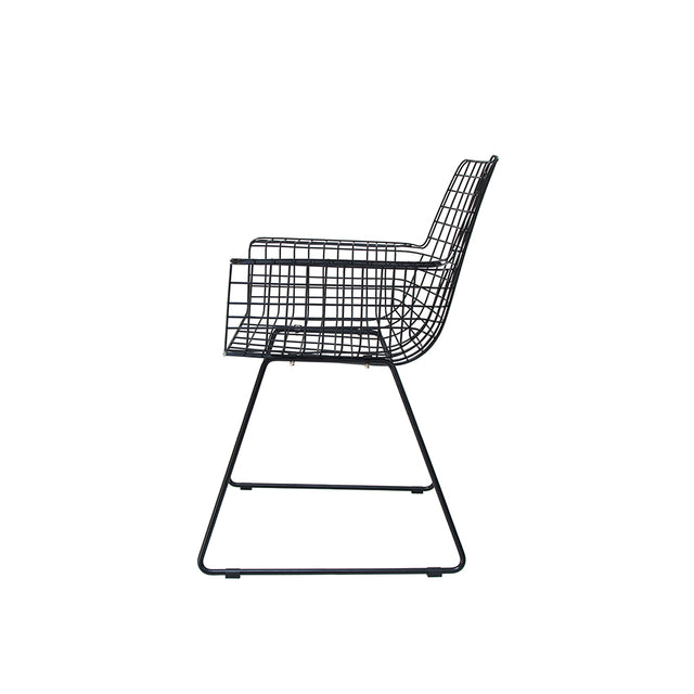 Stuhl Metall Wire mit Armlehnen schwarz - HK Living