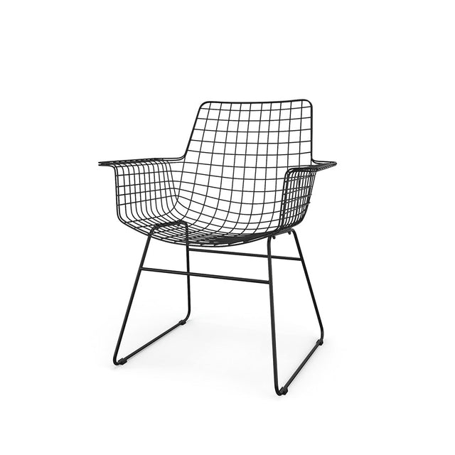 HKliving Wire Chair mit Armlehnen schwarz – Armlehnstuhl aus Metall