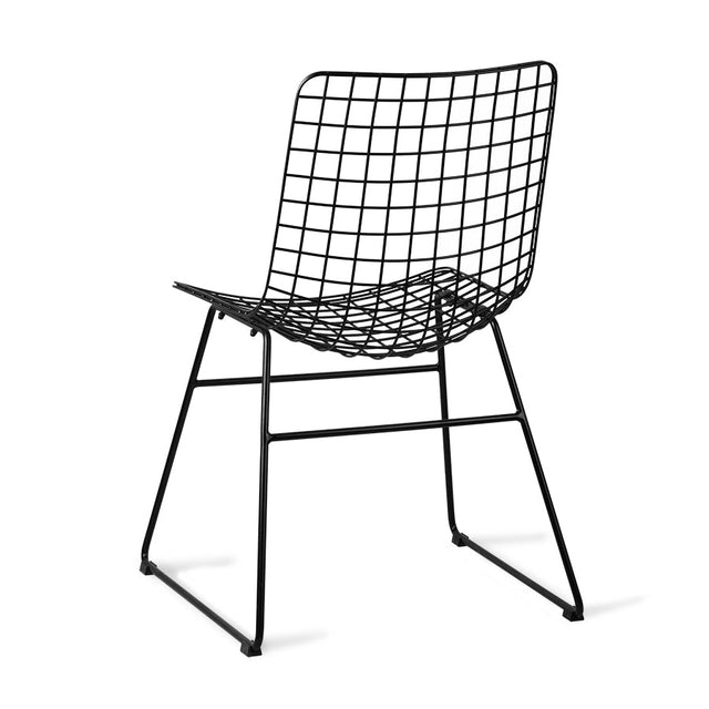 Drahtstuhl HKliving Wire Chair schwarz von der Seite
