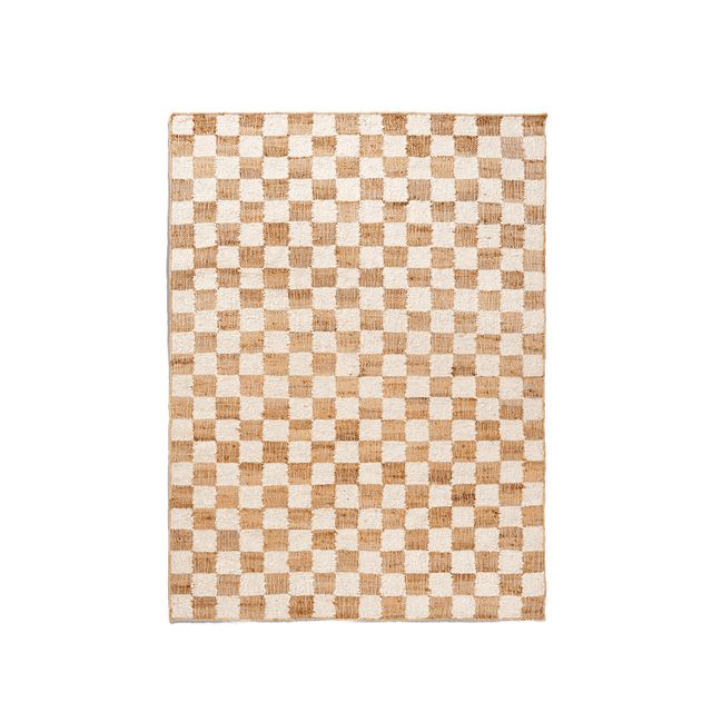 Teppich Check Wolle Jute offwhite 140x200 - ferm LIVING - DesignWe.Love