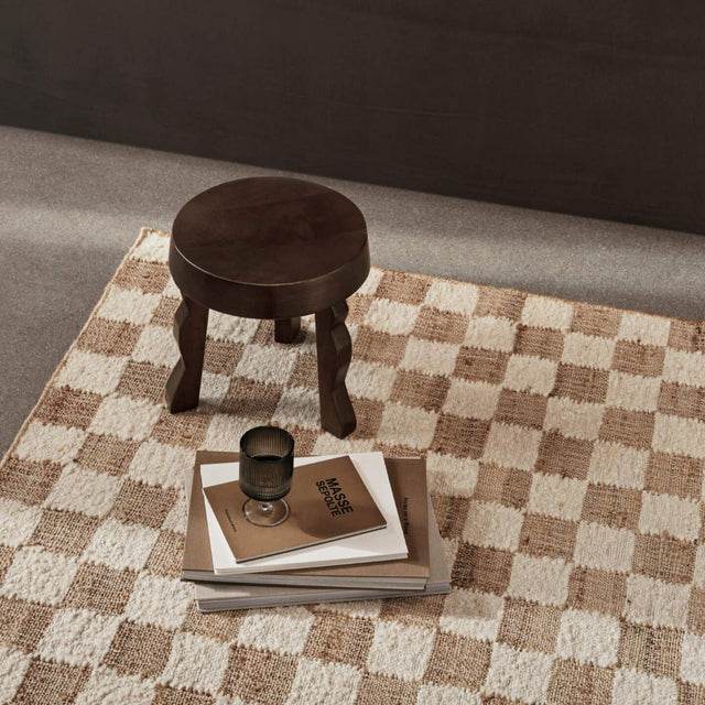 Teppich Check Wolle Jute offwhite 140x200 - ferm LIVING - DesignWe.Love