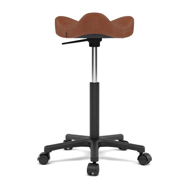 Varier Move Sattelhocker mit Rollen, Fußgestell Schwarz, Bezug DUNES Rust 21002, Packshot