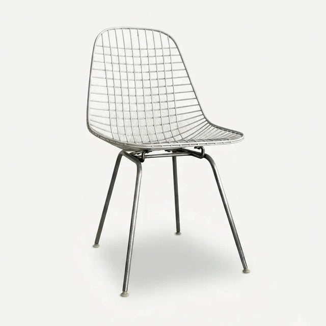 Vintage Eames Wire Chair DKX in Weiß, Herman Miller zugeschrieben, Frontansicht