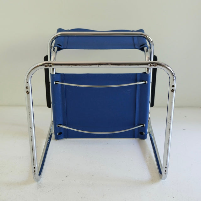 Vintage Freischwinger blaues Kunstleder B34 Marcel Breuer Stil