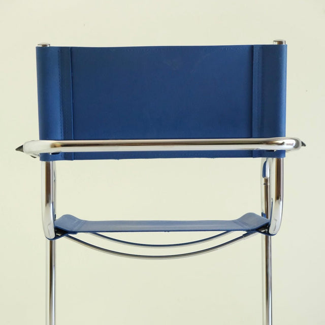 Vintage Freischwinger blaues Kunstleder B34 Marcel Breuer Stil - DesignWe.Love