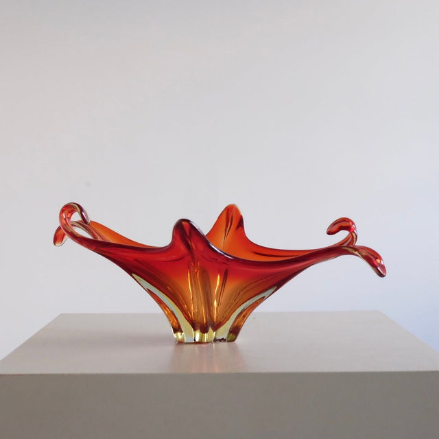 Vintage Murano Glas Schale - Cristallo Venezia rot - DesignWe.Love