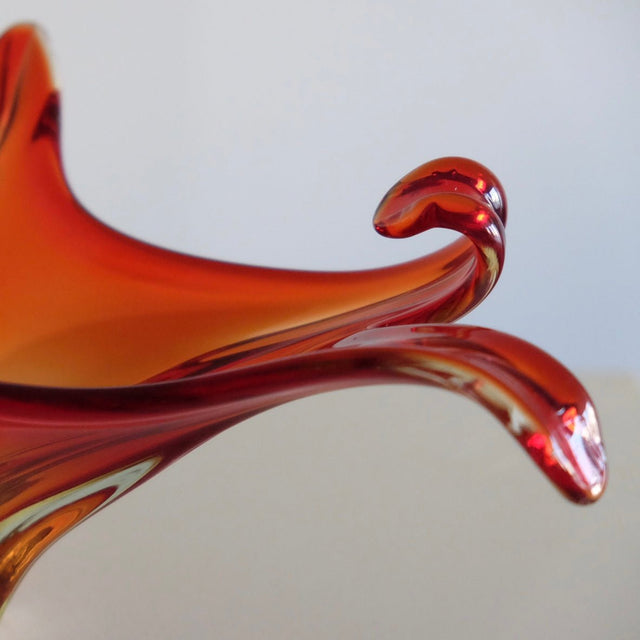 Vintage Murano Glas Schale - Cristallo Venezia rot - DesignWe.Love