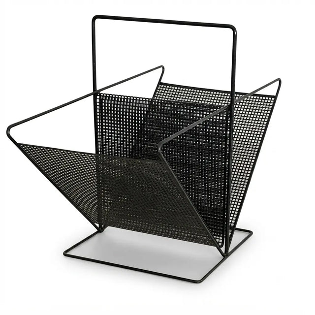 Zeitungsständer Lochblech schwarz in Schmetterlingsform, Seitenansicht