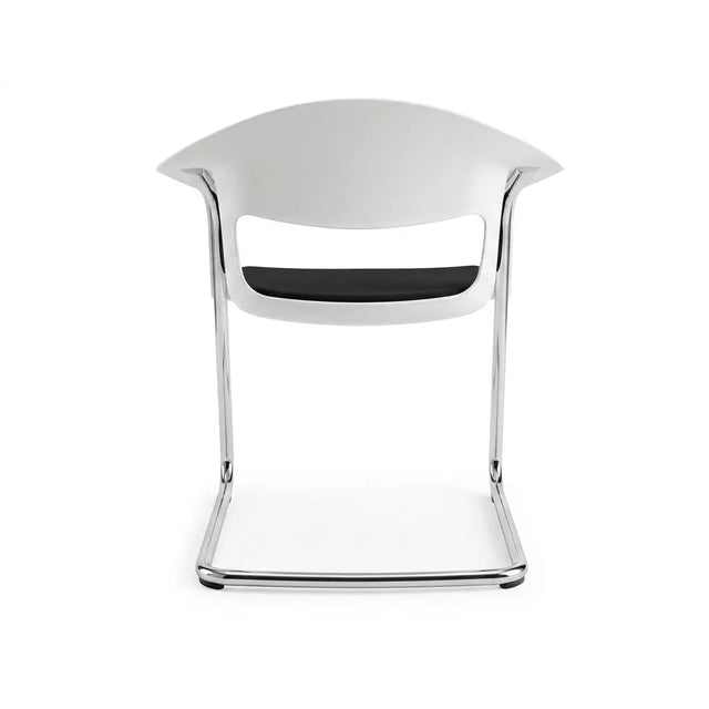 Vitra Freischwinger weiß mit schwarzem Sitzpolster, Rückansicht