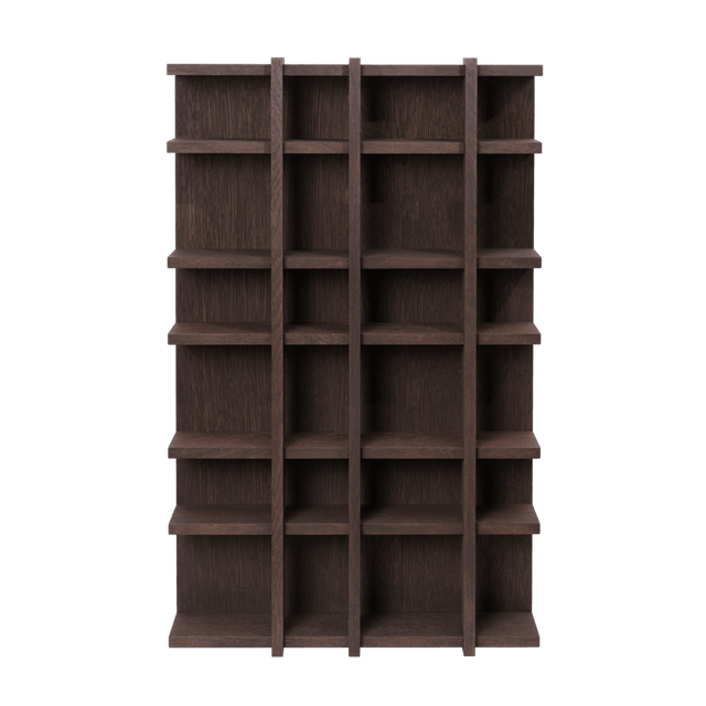 ferm LIVING Tilem Wandregal 4×6 Hochformat aus dunkel gebeizter Eiche – moderner Setzkasten