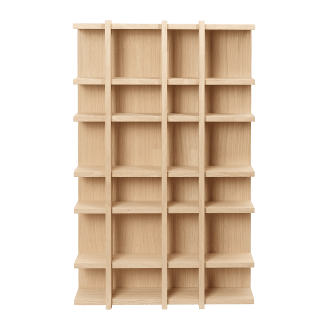 ferm LIVING Tilem Wandregal 4×6 Hochformat aus Eiche natur – Holzregal mit Fächern