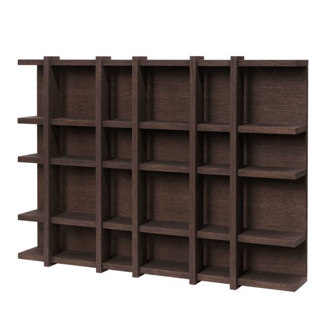 ferm LIVING Tilem Wandregal 6×4 Querformat aus dunkel gebeizter Eiche – Tassenregal für die Küche
