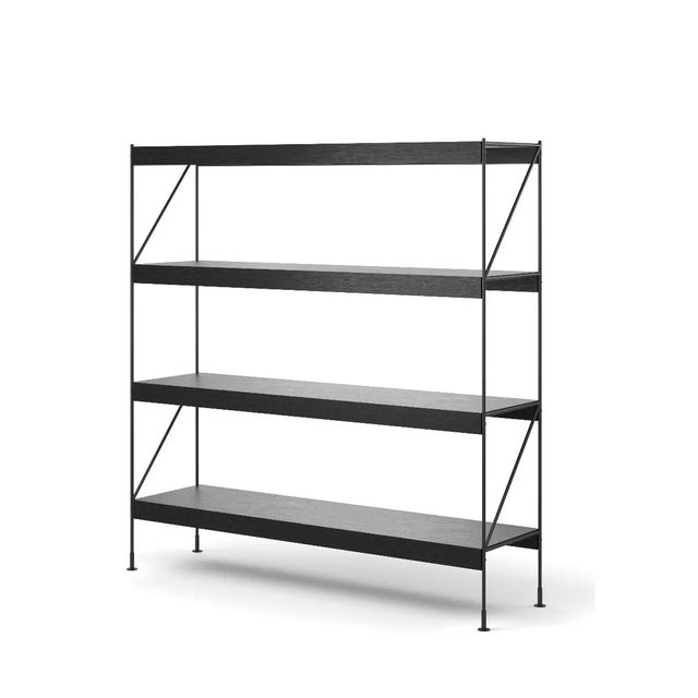Zet Storage System von Audo Copenhagen in Höhe H158 mit Eiche Schwarz Regalböden