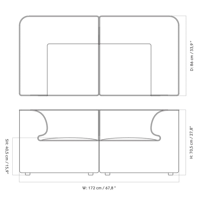 Eave 86 Bouclé Zweisitzer Sofa - Audo