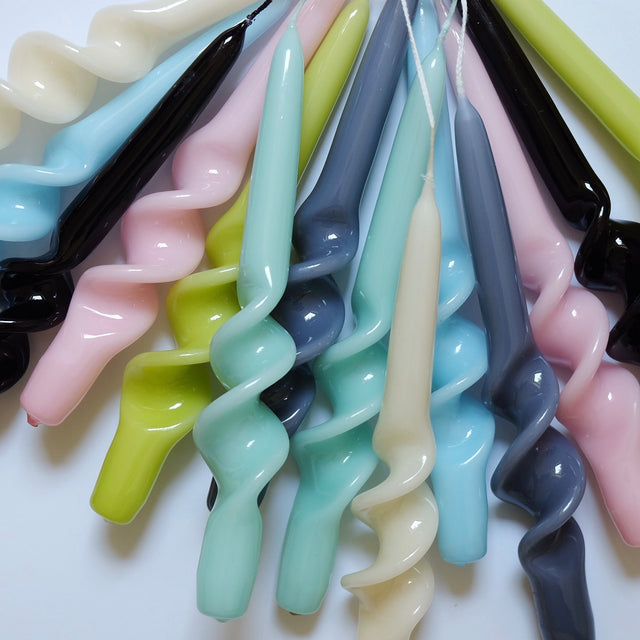 Set of 4 twist candles swirl