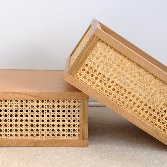 Aufbewahrungsbox Cane - Box aus Eiche und Rattan