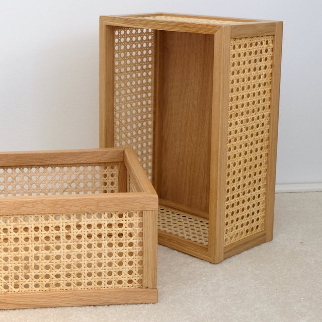 Storage box Cane - box made of oak and rattan