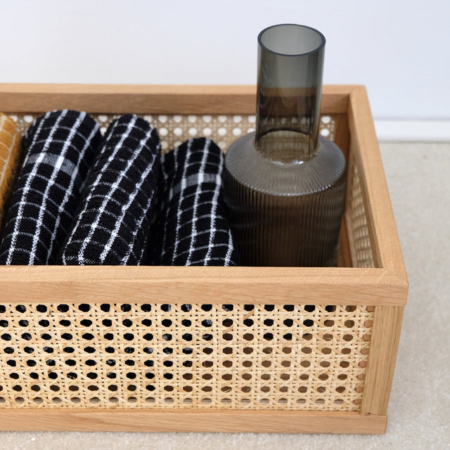 Storage box Cane - box made of oak and rattan