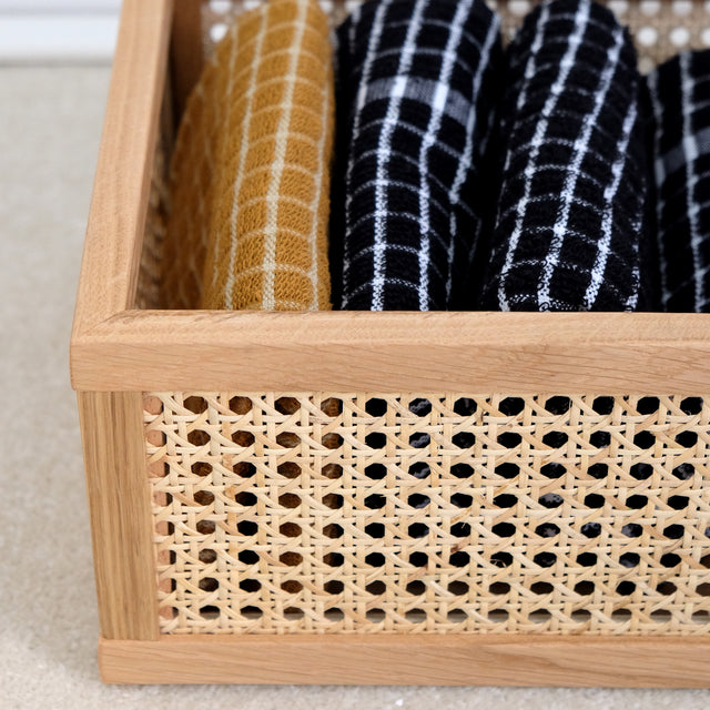 Storage box Cane - box made of oak and rattan