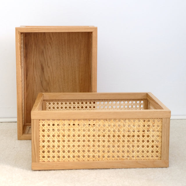 Storage box Cane - box made of oak and rattan