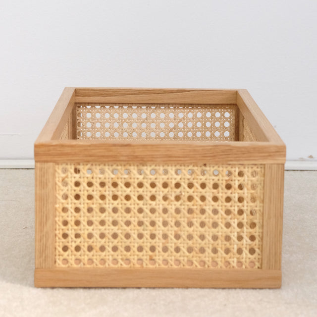 Storage box Cane - box made of oak and rattan