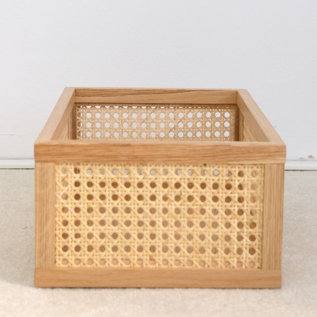 Aufbewahrungsbox Cane - Box aus Eiche und Rattan