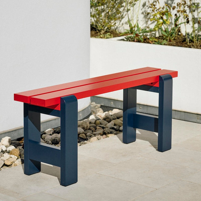 HAY Weekday Bench - Holzbank blau/rot