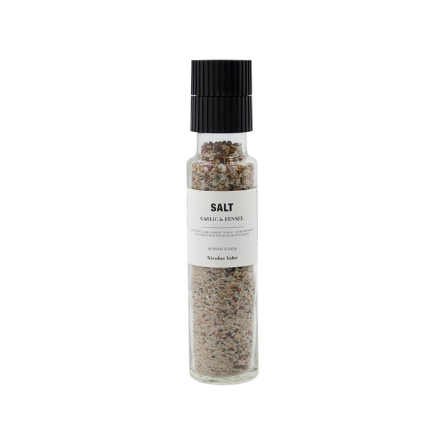 Salt mill with garlic and fennel spice mix