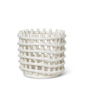 ferm LIVING Ceramic Basket Small Off-white – Obstschale aus Keramik im Flechtdesign