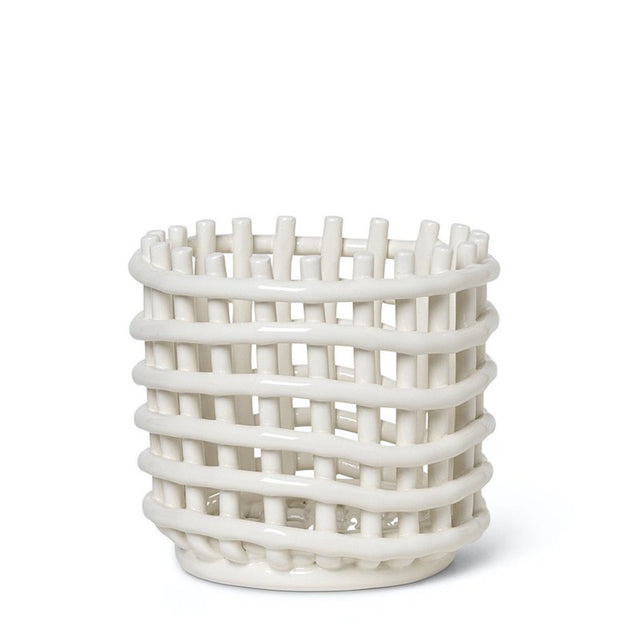 Ceramic Basket Small Weiss - ferm LIVING - DesignWe.Love