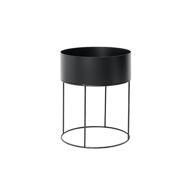 ferm LIVING Plant Box Rund in Schwarz – runder Pflanzkübel aus Metall