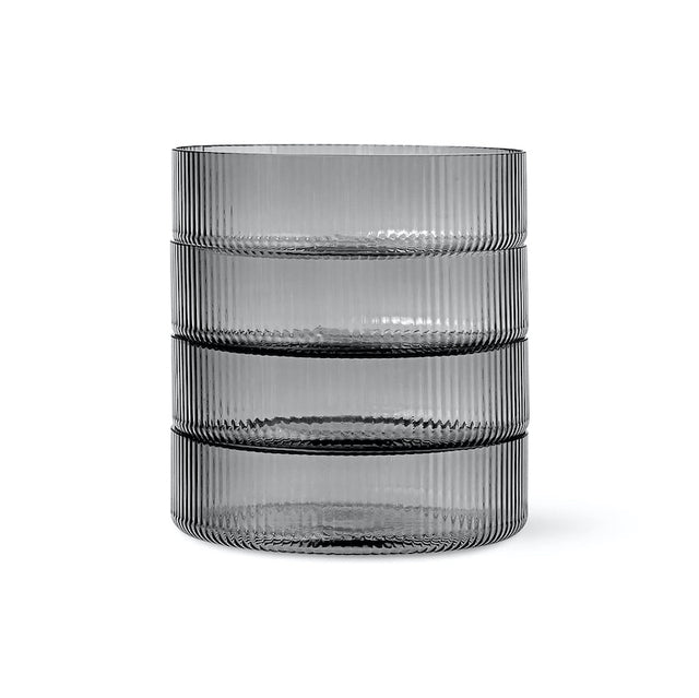 Ripple Servierschalen 4er Set Rauchgrau – ferm LIVING, mundgeblasene Glasschalen in Rauchgrau